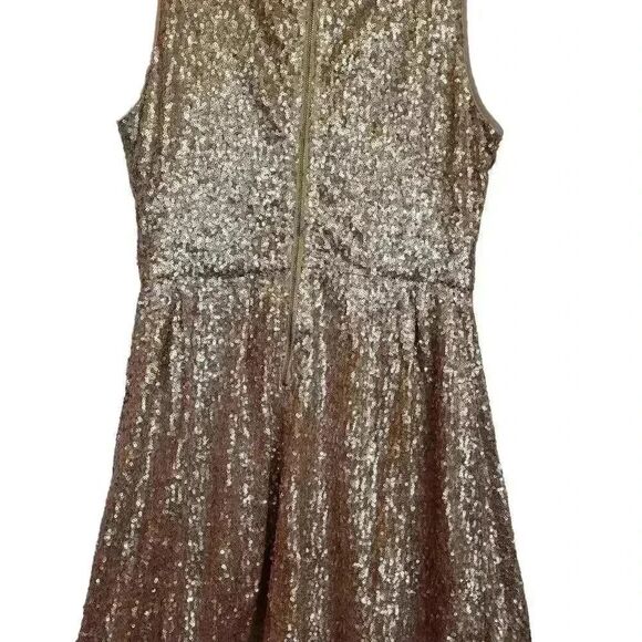 Issi Women's Gold Sequin Poly Lined Sleeveless A-Line Dress - Picture 8 of 11
